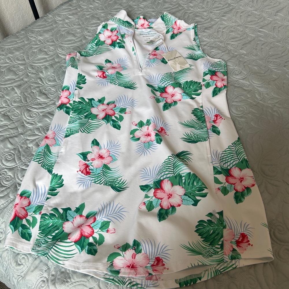 Tommy Bahama White and Green Sleeveless Sundress